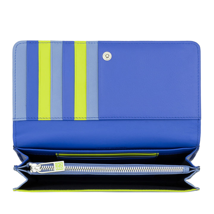 DUDU Women's Large Soft Leather Multicolor RFID Bag Wallet
