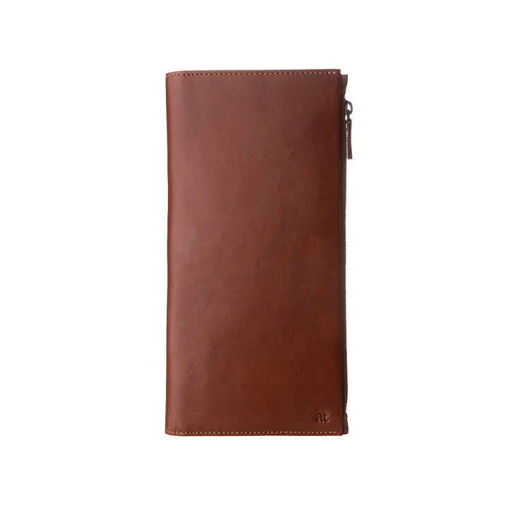 Billetera de la billetera de la antigua toscana gran capacidad en cuero vera con botón de cremallera y documentos con cremallera de tarjeta