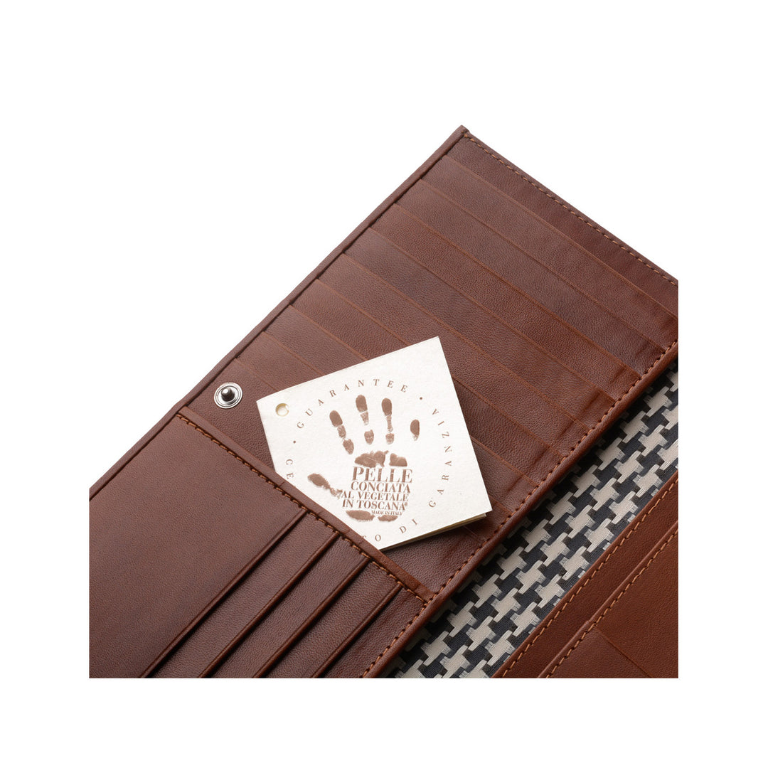 Antike Toskana Brieftasche Brieftasche große lange Kapazität in Vera -Leder mit Karten -Reißverschluss -Knopf und Dokumenten