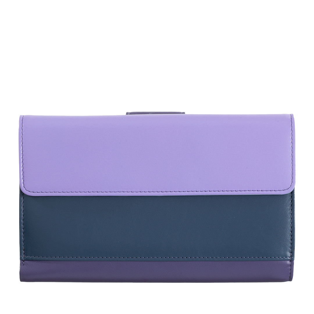 DUDU Women's Large RFID Wallet in Fine Multicolor Leather