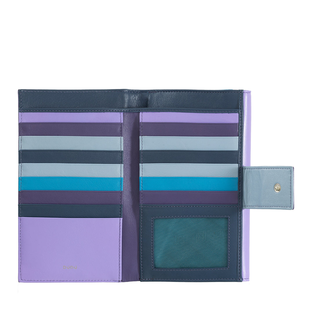 DuDu Grand portefeuille de femme RFID en cuir multicolore raffiné
