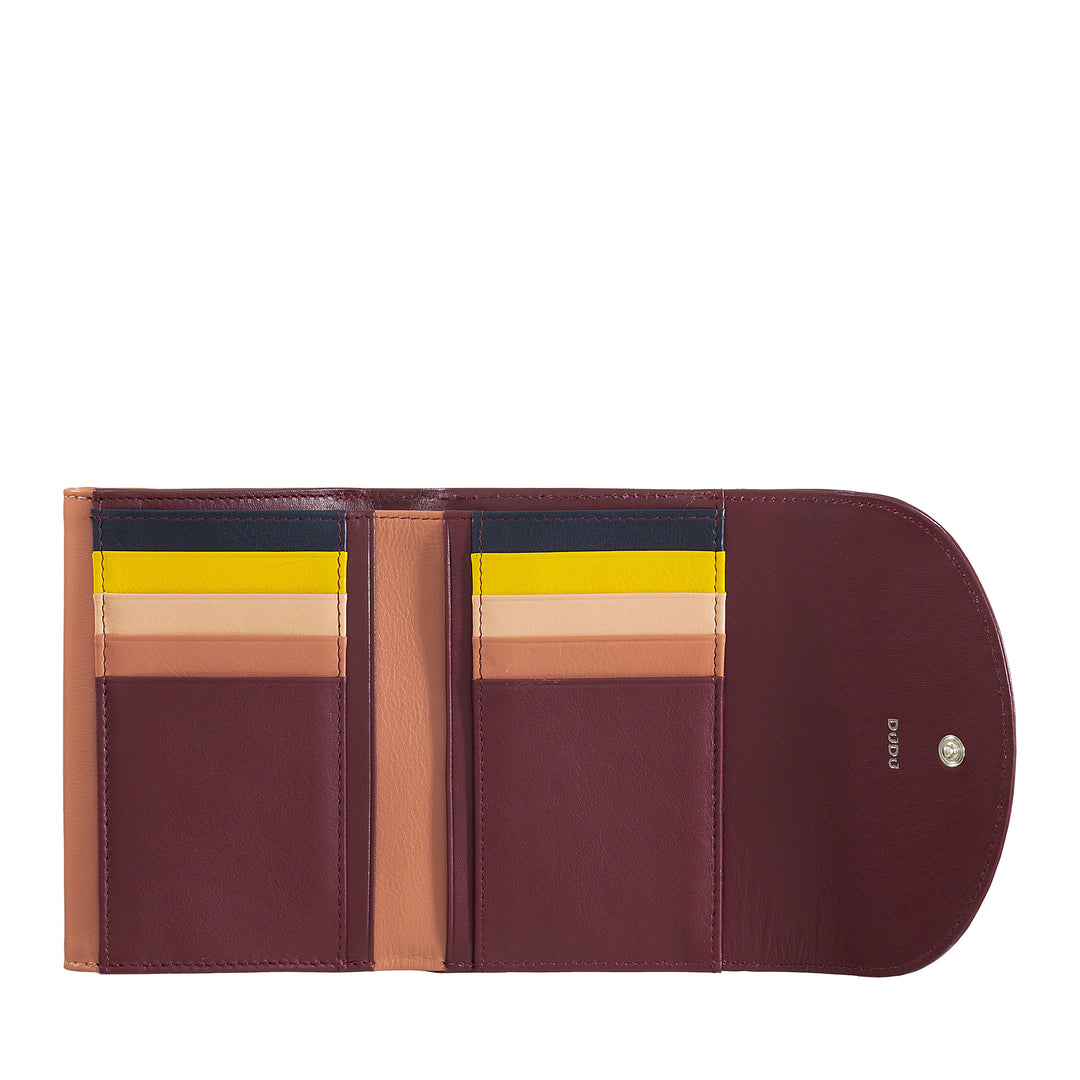 DuDu Portefeuille en cuir véritable RFID pour femme avec porte-monnaie, Portefeuilles colorés à double battant Porte-cartes de crédit Porte-billets