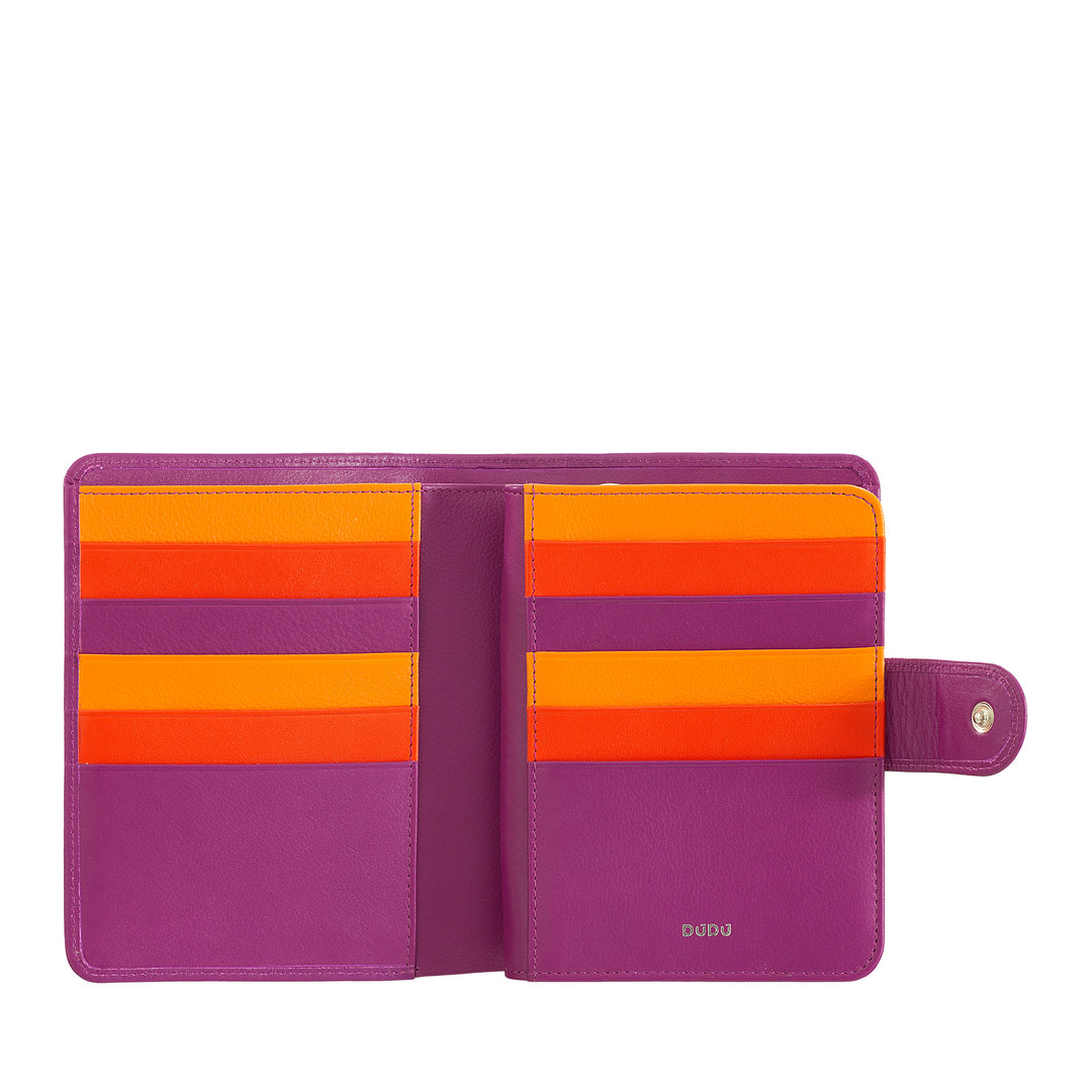 DuDu Frauenbrieftasche in farbenfrohen Weichleder -RFID -Schloss mit Reißverschlusshalter und Kreditkartenhalter