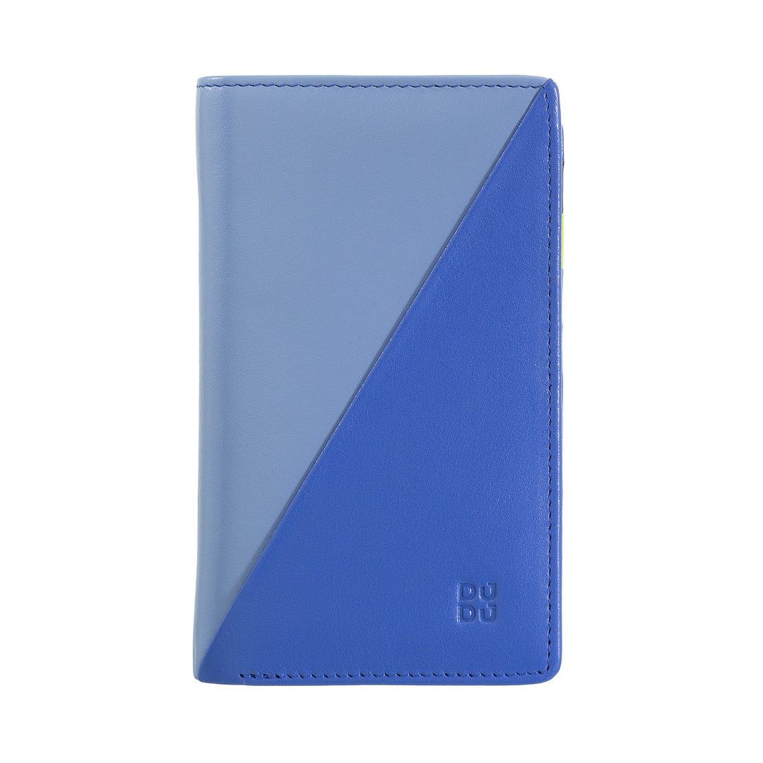 DuDu Färben von Frauen Brieftasche RFID in mehrfarbiger Leder mit Reißverschlusshaltern, Kartenhaltertaschen und Karten
