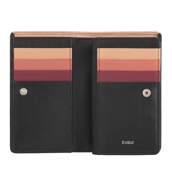 Dudu Färbung Frauen Brieftasche RFID in mehrfarbiger Leder mit Schlüsselhalter, Kartenhaltertaschen und Karten