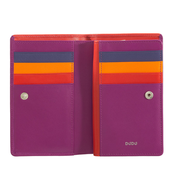 DuDu Portefeuille pour femme RFID en cuir multicolore avec porte-monnaie à fermeture à glissière, pochettes porte-cartes et cartes