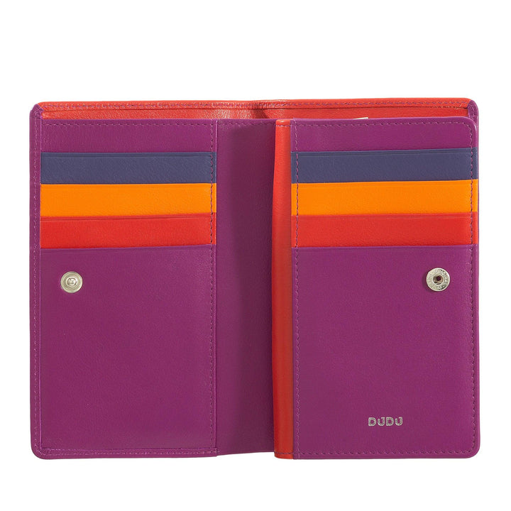 Dudu Färbung Frauen Brieftasche RFID in mehrfarbiger Leder mit Schlüsselhalter, Kartenhaltertaschen und Karten