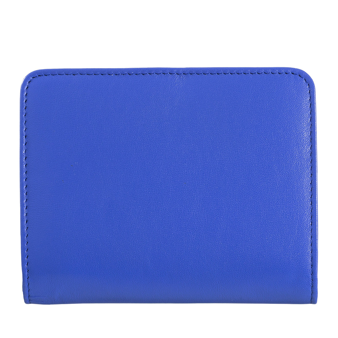 DuDu Brieftasche Brieftasche RFID Kleine Triufold Metallic Pink Leder mit Tackles und Kreditkartenkarten