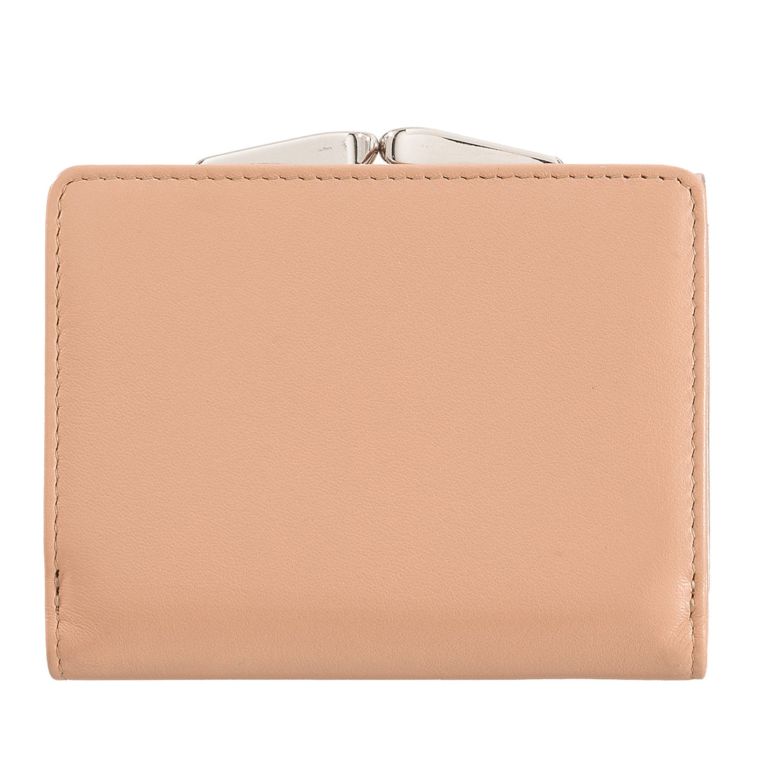 DuDu Portefeuille pour femme en cuir souple RFID, Porte-monnaie Clic Clac, Design compact, 8 poches porte-cartes