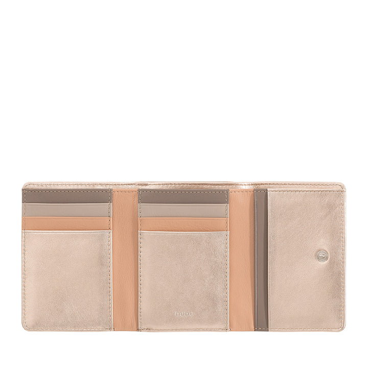 DuDu Portefeuille pour femme en cuir souple RFID, Porte-monnaie Clic Clac, Design compact, 8 poches porte-cartes
