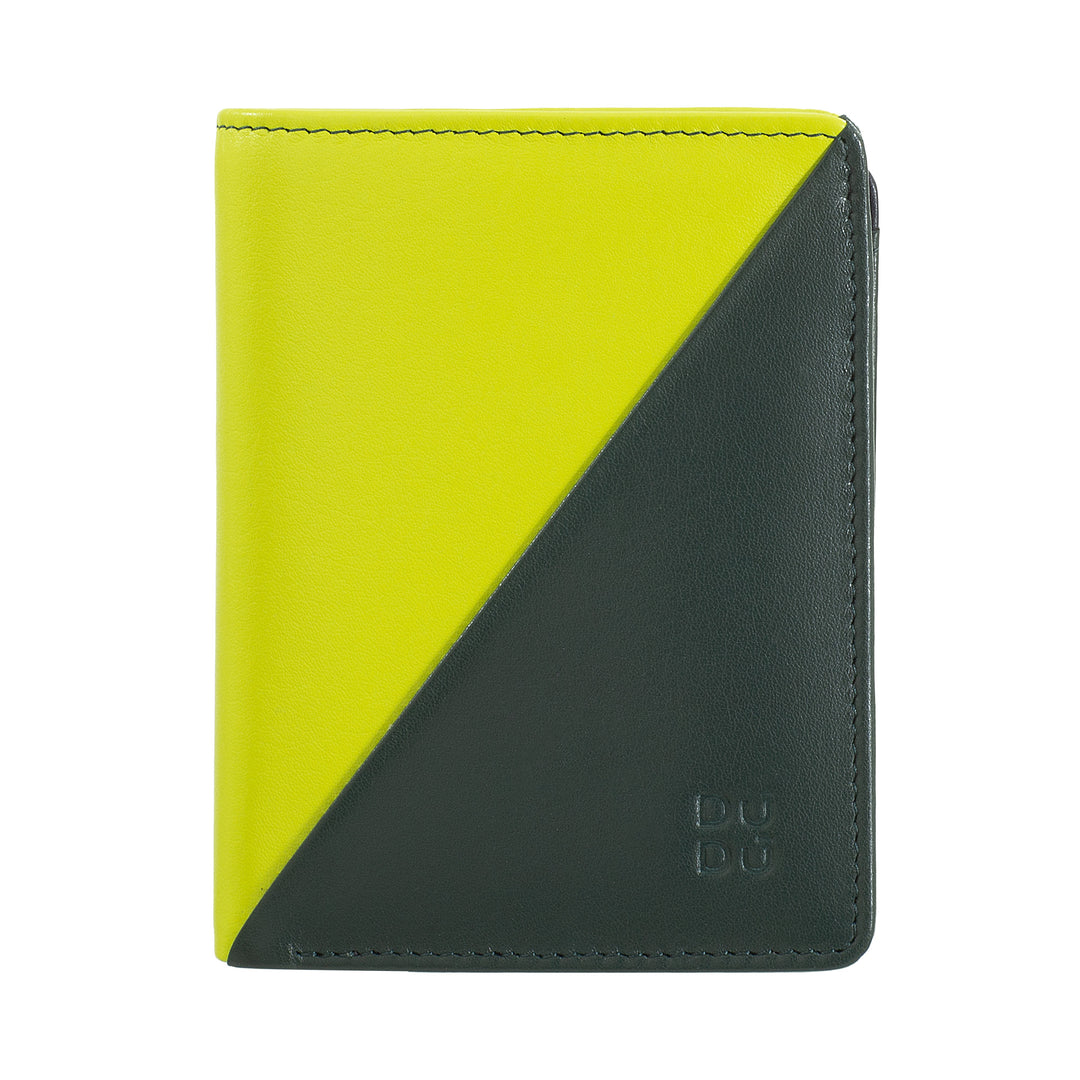 DUDU Women's Wallet Small Colored Leather Card Holder and Tiles with Zip and Button Coin Wallet