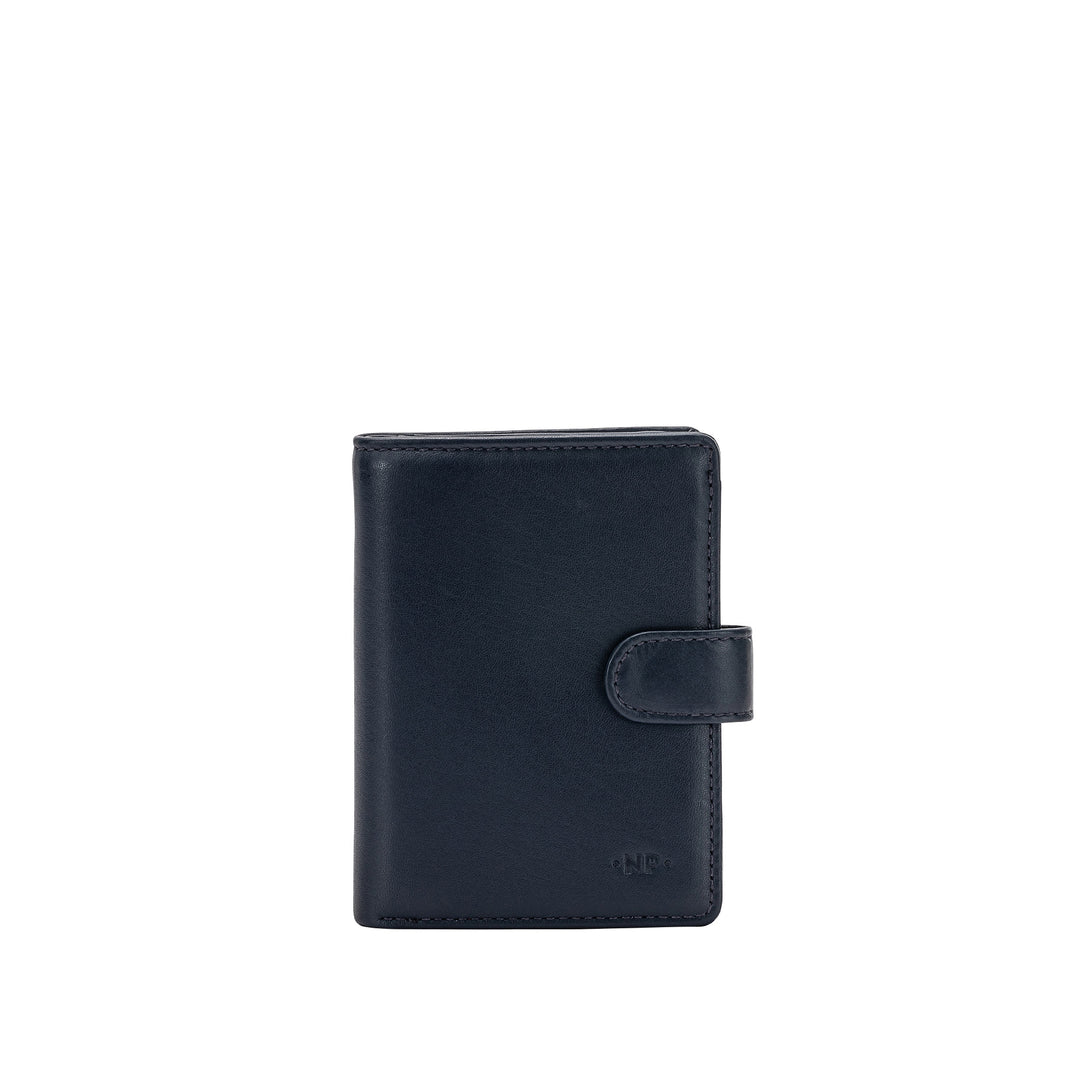Nuvola Leather Portefeuille Femme Small avec porte-monnaie Zip en cuir avec fermeture à bouton et 11 poches pour cartes