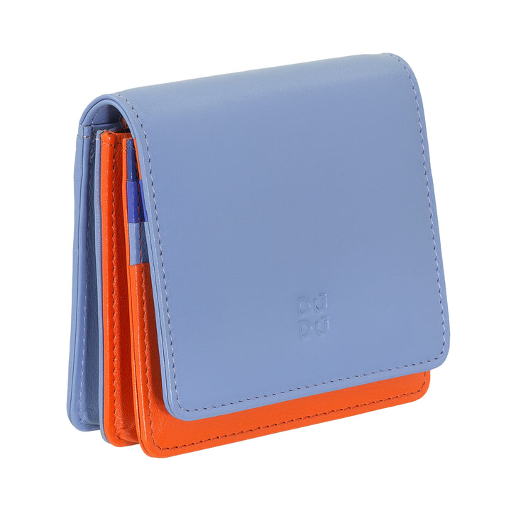 DuDu Portefeuille pour femme en cuir RFID coloré ultra-compact avec fermeture à glissière intérieure et porte-cartes à 8 cartes