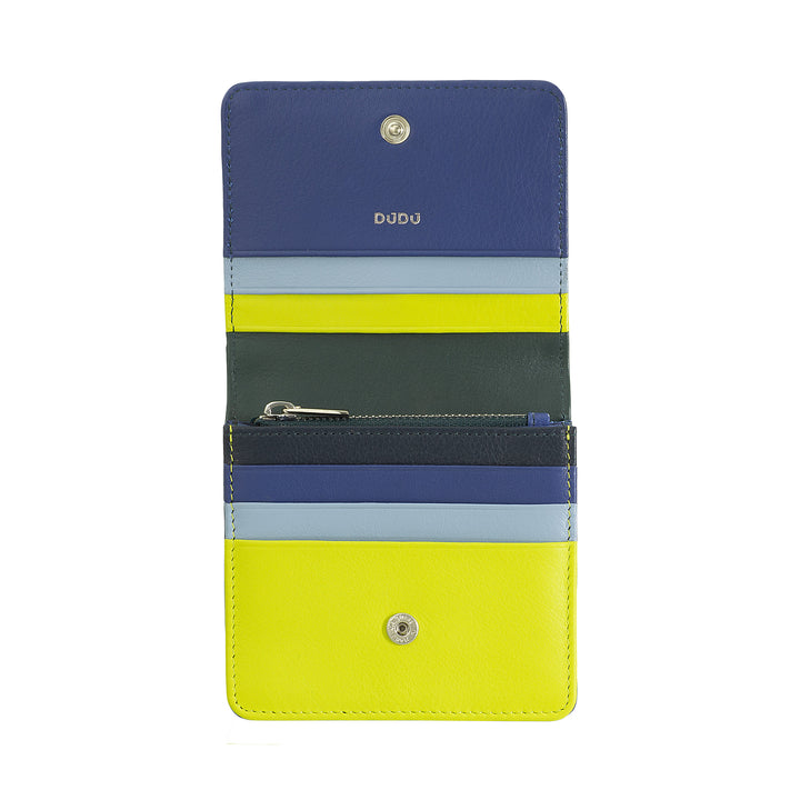 DUDU Portafoglio Donna Piccolo in Pelle Schermato RFID Colorato Ultra Compatto con Zip Interna e 8 Porta Carte Tessere