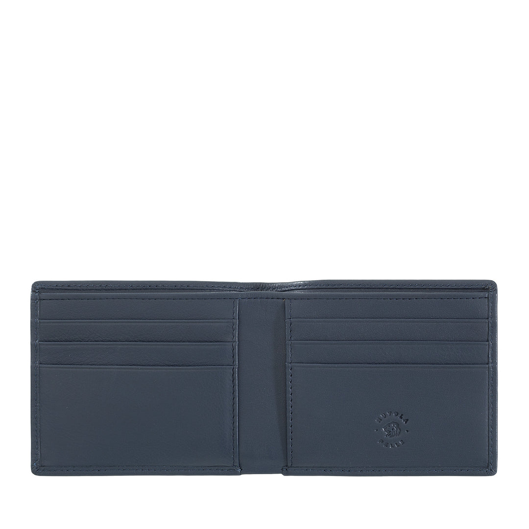 Portfolio delgado de cuero Nuvola Small Man In Pocket Leather con 6 cartas y bolsillos de azulejos