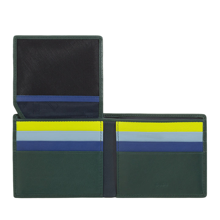 DuDu Cartera pequeña RFID para hombre Multicolor Leather Tarjetas de soporte Tarjetas de tarjeta