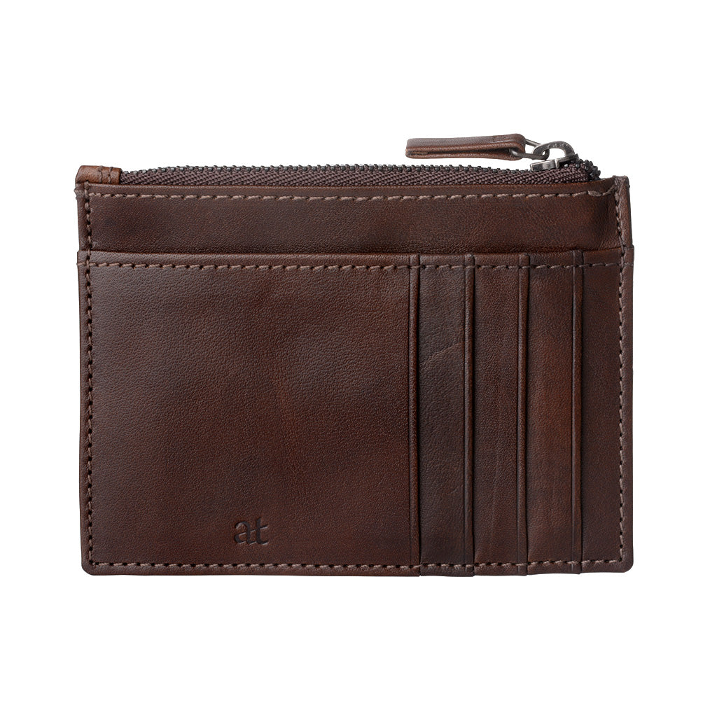 Antique Tuscany Men's Slim Genuine Leather Wallet with 8 Pockets Card Holder Cards Cards Paper and Zip Coins