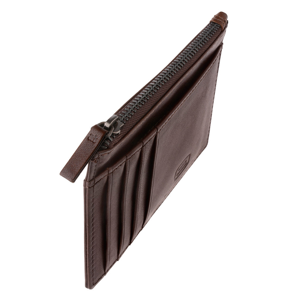 Antique Tuscany Men's Slim Genuine Leather Wallet with 8 Pockets Card Holder Cards Cards Paper and Zip Coins