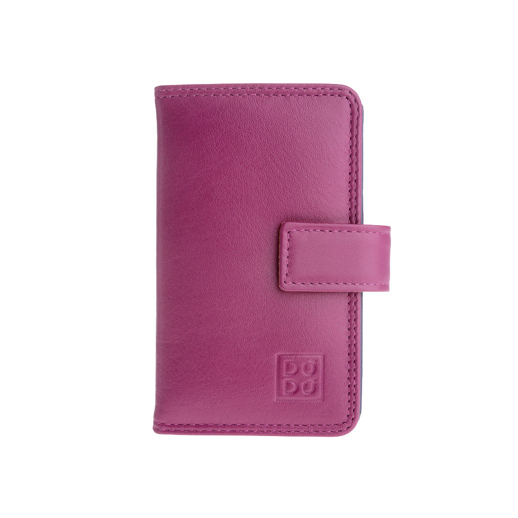 Colorful leather credit card holder with 12 card holder DUDU button closure