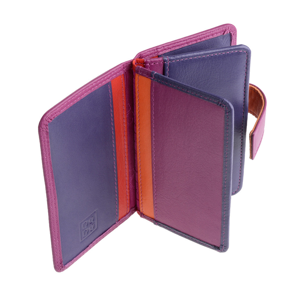 Porte-cartes de crédit en cuir coloré avec 12 porte-cartes Fermeture à bouton DuDu