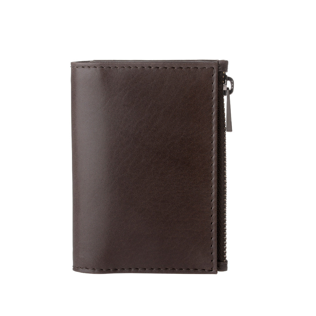 DUDU Wallet Credit Cards Men Genuine Leather Mini Thin Card Holder with Zip