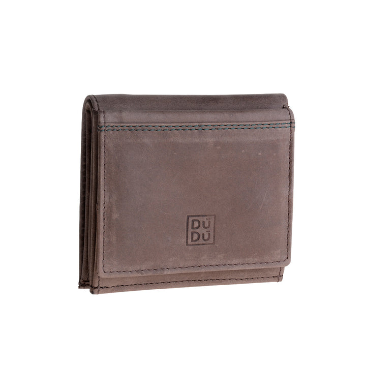 Men's Small Vintage Leather Wallet with DUDU Coin Bag