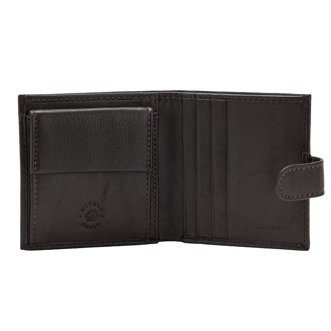 Cloud Leather Men's Small Leather Wallet with Coin Wallet Card Holder and Button Closure