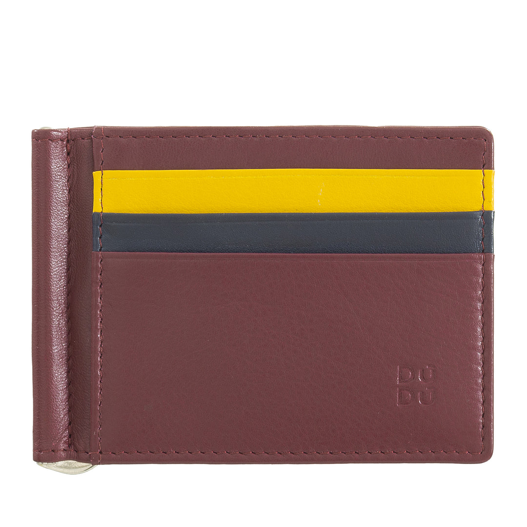DUDU Men's Wallet with Leather Money Clips Credit Card Holder Clips Banknotes Thin Card Holders