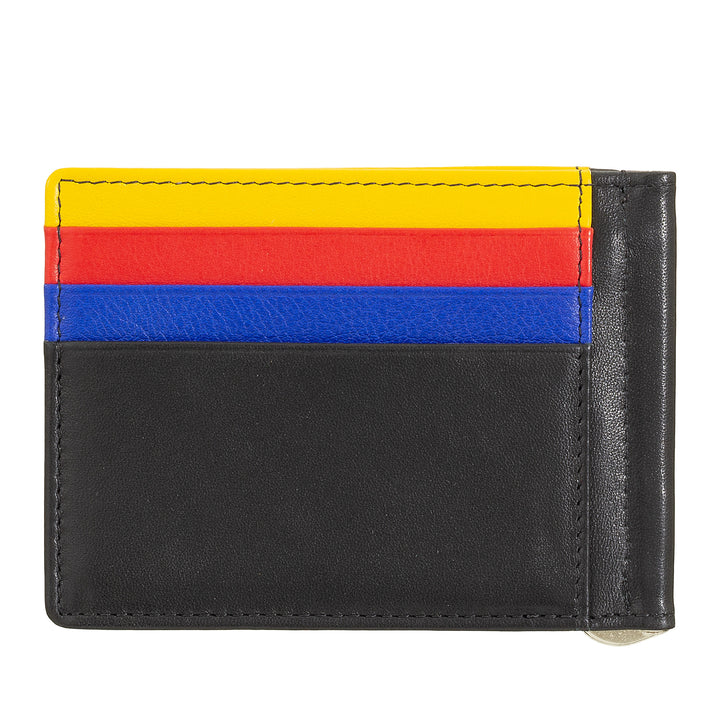 DuDu Portefeuille Hommes avec boucle d'argent en cuir Porte-cartes de crédit Clip Billets Slim Porte-cartes