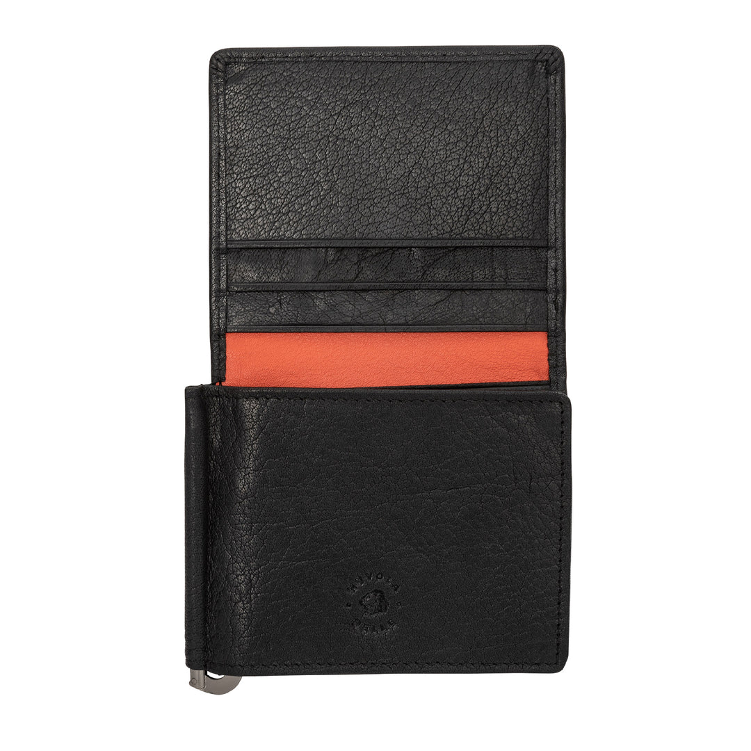 Cloud Leather Men's Wallet Money Clip with Coins and Credit Cards Banknote Clip Trifold Thin