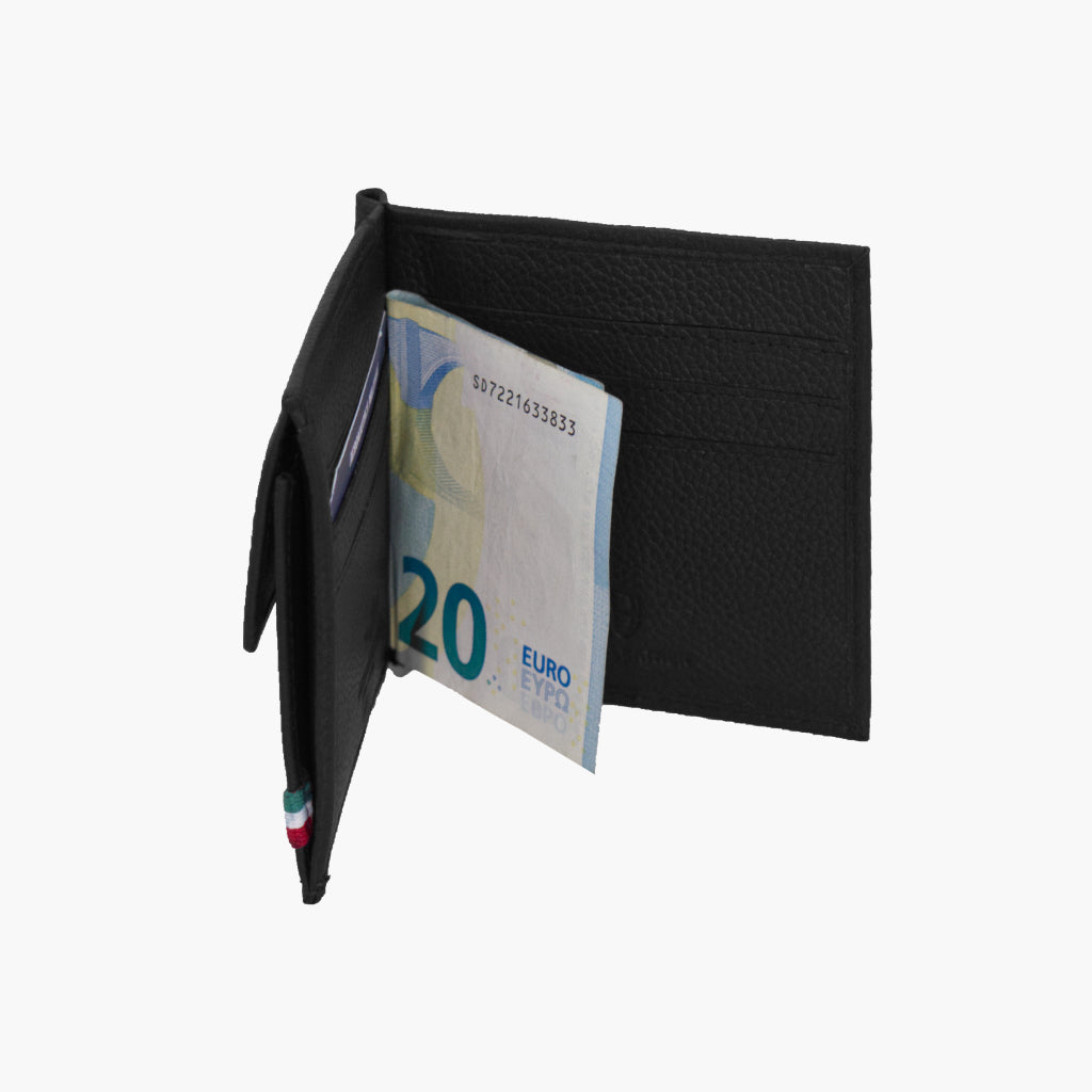 Aeronautica Militare Leather Wallet with Spring Money Stop FLAG AM110-BL