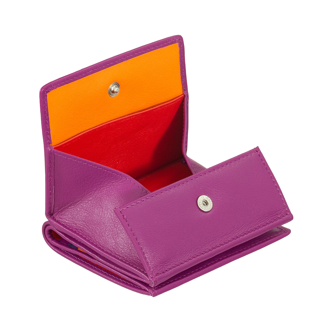 DUDU Multicolor Leather RFID Wallet Card and Coin Holder
