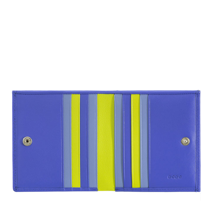 DuDu Portefeuille RFID en cuir multicolore Porte-cartes et pièces