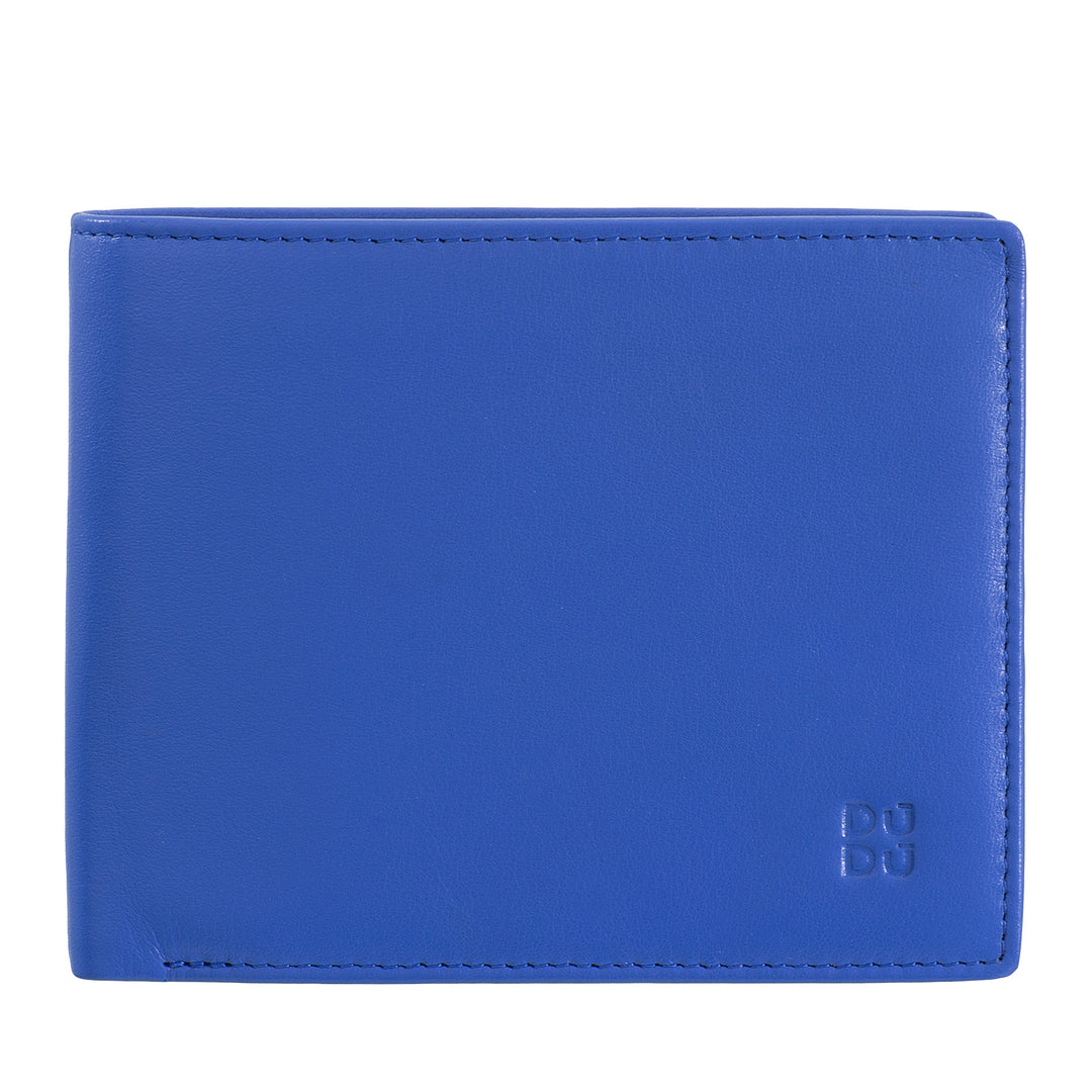 DuDu RFID -Herrenbrieftasche in farbigem Nappa -Leder mit Portamonete und Kartenhalter