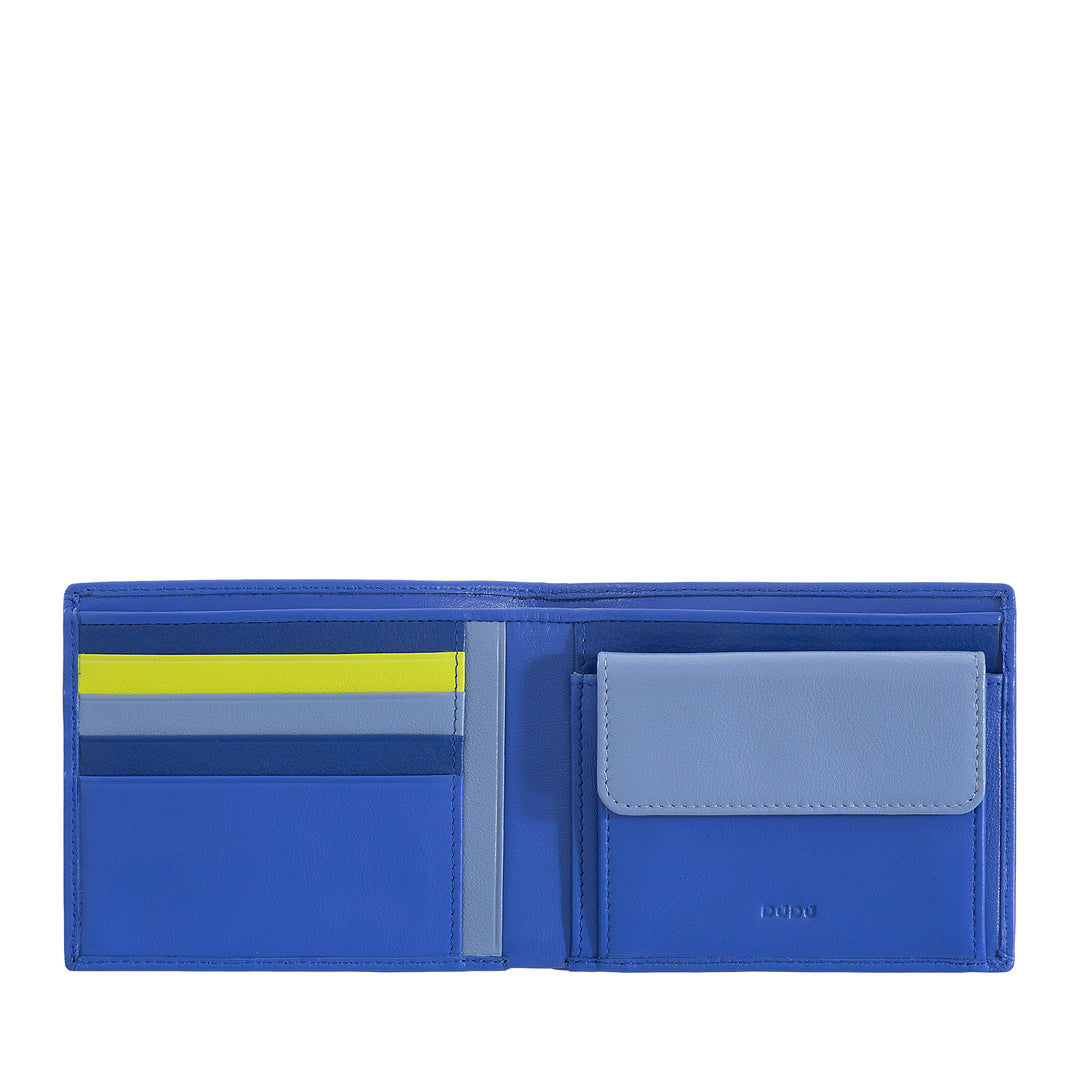 DUDU Portafoglio uomo RFID in pelle Nappa colorato con portamonete e porta carte