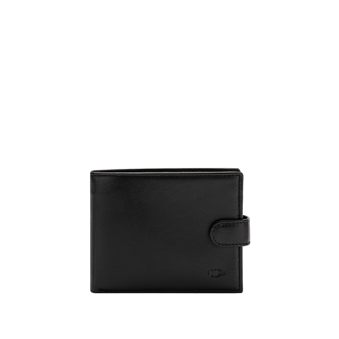Nuvola Leder Brieftasche für Männer in weicher Leder eleganter Trifold mit Türen Türen und Knopfverschluss