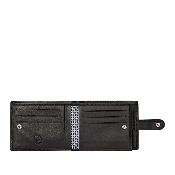 Nuvola Leder Brieftasche für Männer in weicher Leder eleganter Trifold mit Türen Türen und Knopfverschluss