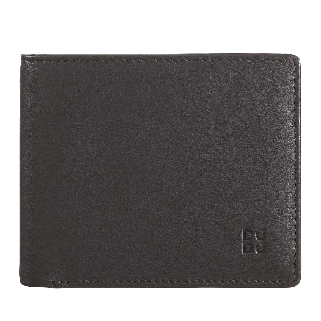 DuDu Männer schlanker Leder Brieftasche mit RFID -Schutzkartenhalter mit farbigen Brieftüren
