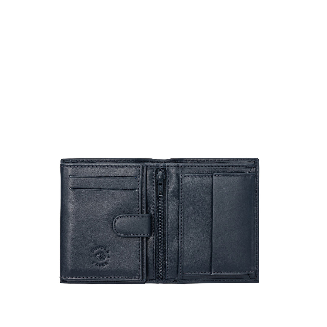 Nuvola Leather Pequeña cartera para hombre con monedero de cuero en formato vertical con cremallera interior