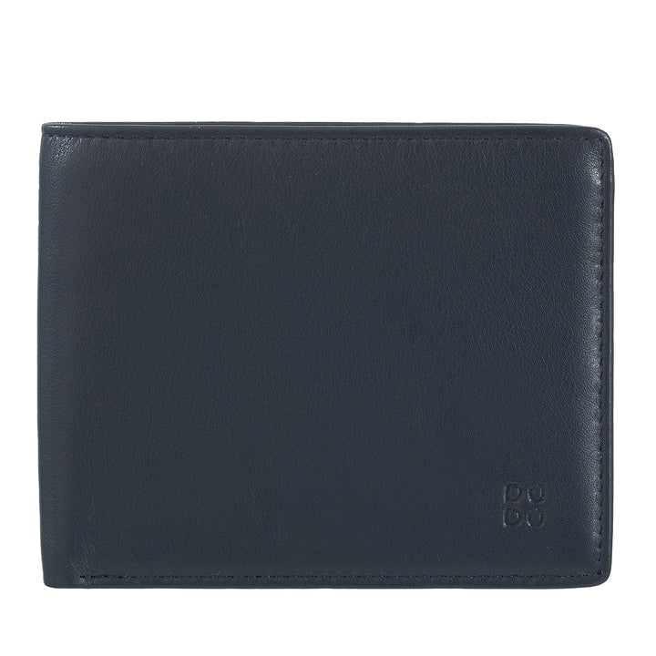 DuDu Portefeuille RFID pour hommes Porte-cartes de crédit en cuir véritable Porte-billets à 8 cartes