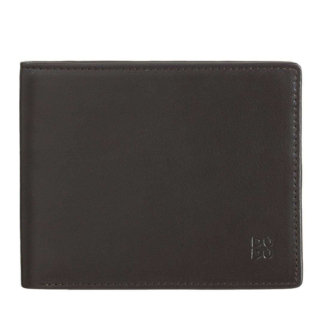 DUDU Portafoglio uomo RFID porta carte di credito in vera pelle da 8 tessere porta banconote