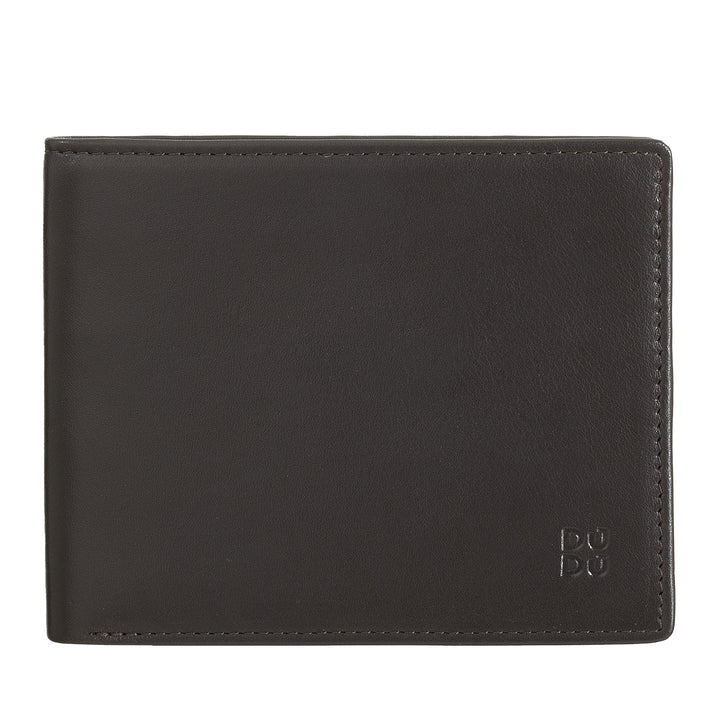 DUDU Portafoglio uomo RFID porta carte di credito in vera pelle da 8 tessere porta banconote