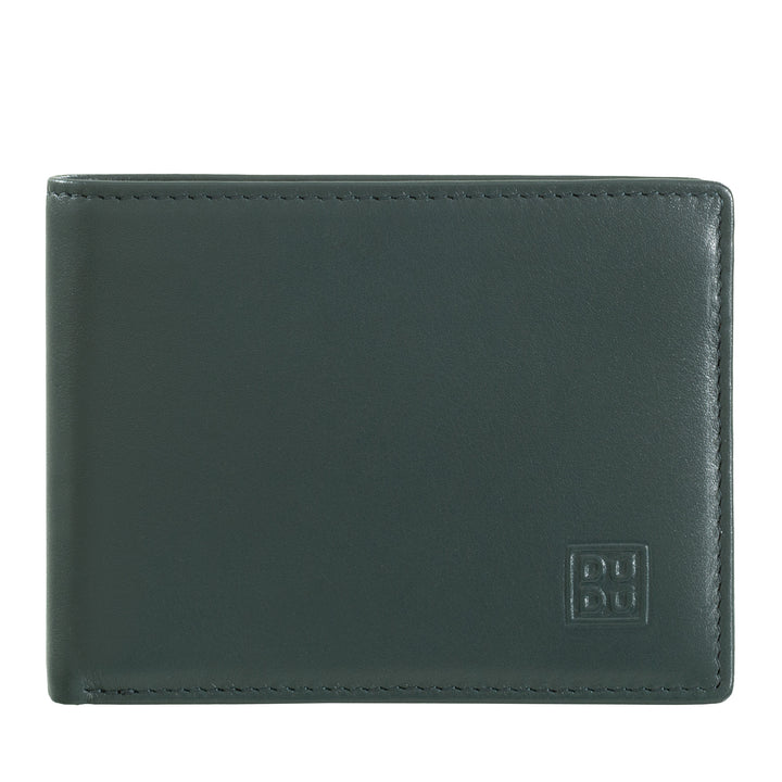 DuDu Cartera de los hombres RFID Bloquear pequeño bolsillo de cuero blindado con ranura para tarjetas de crédito