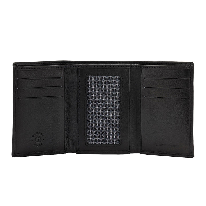 Nuvola Leather Portefeuille pour homme Vertical sans pochette en cuir Triple pliage Petit avec 6 poches Porte-cartes de crédit
