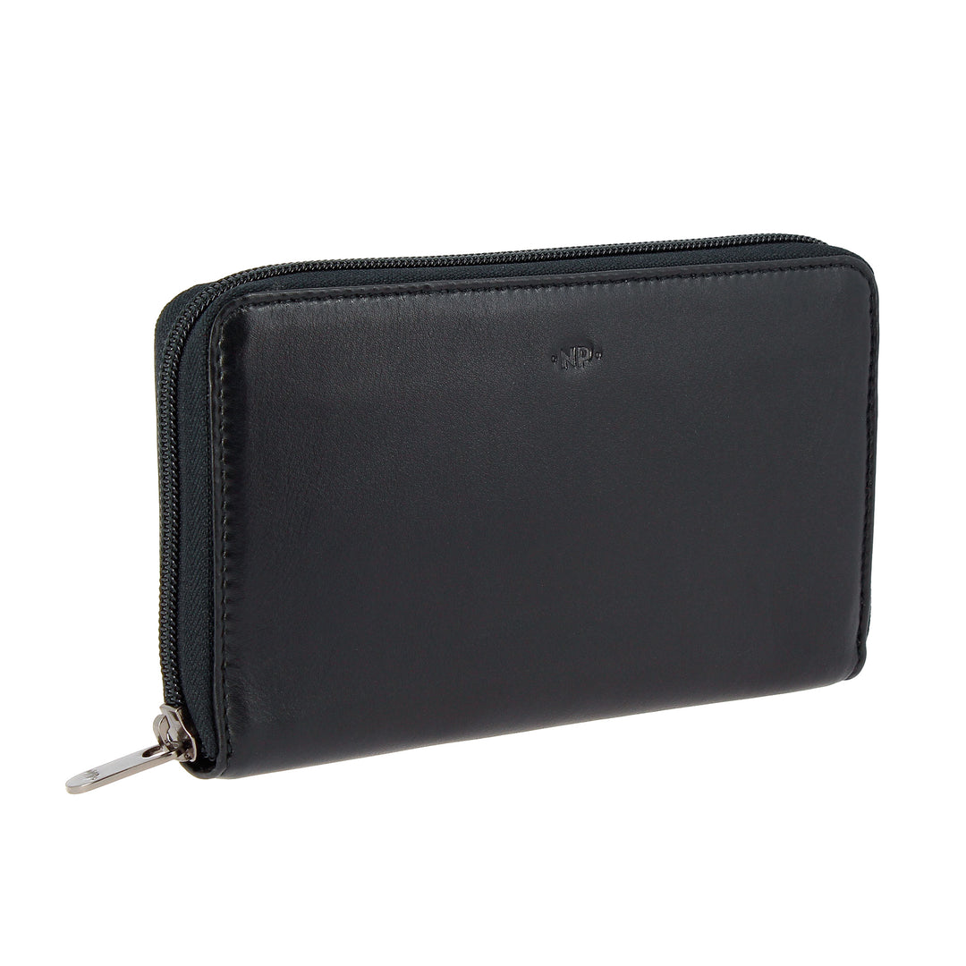Cloud Leather Wallet Women's Large Zipper Zip Around Leather Ginette Nappa with Coin Pocket Multi Pocket