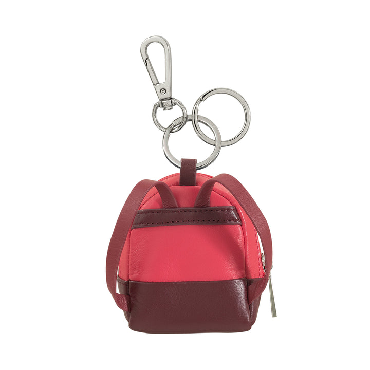 DuDu Petit porte-monnaie Sac avec porte-clés femme en cuir, Design Mini Backpacker, Zipper Zip, Double anneau et mousqueton