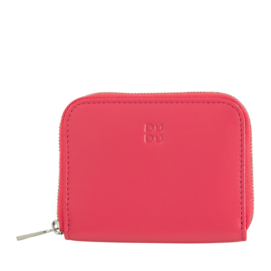 Dudu Portamonete Woman Mujer Piccolo Pocket en cuero de color con cremallera, bolsillos portátiles, billetera compacta