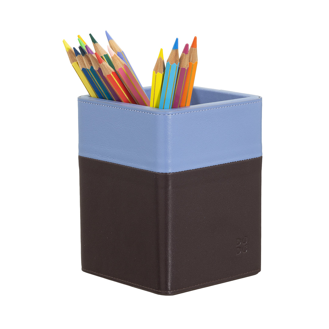 DUDU Design Leather Desk Pen Holder, Office Table Pen Holder, Colored Pencil Holder