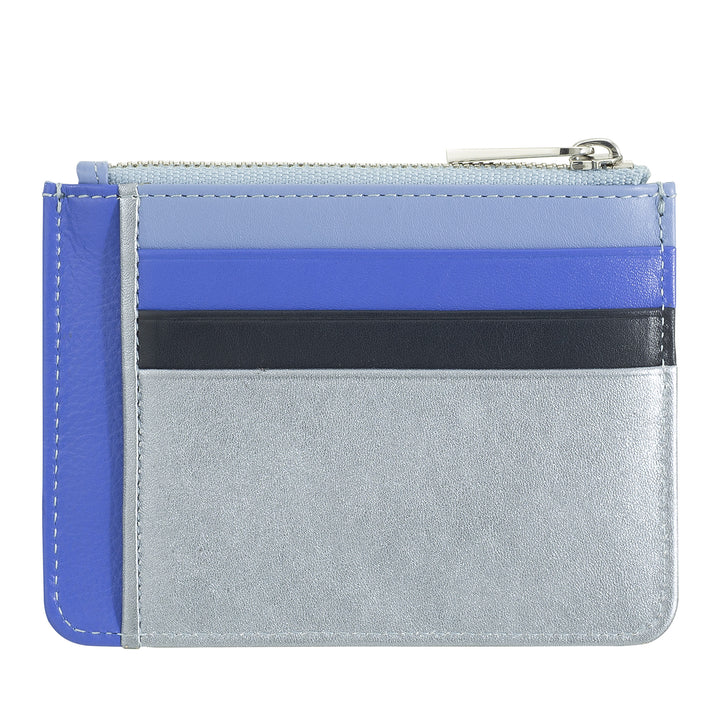 DUDUs Bring Small Woman in Metal Rosa Nappa Leather With Zip zip and credit card holder