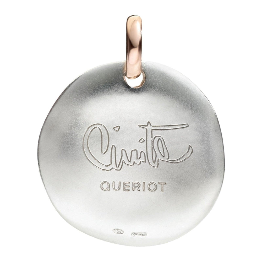 Queriot ciondolo moneta grande Always Kiss Your Children argento 925 oro 9ktF12A03M0013 - Gioielleria Capodagli